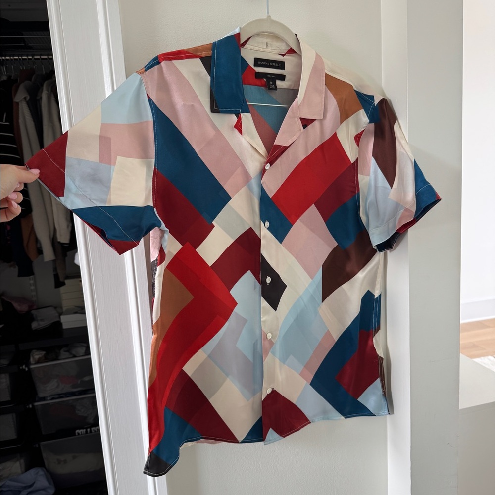 Banana Republic Multicolor Silk Geometric Men's Shirt